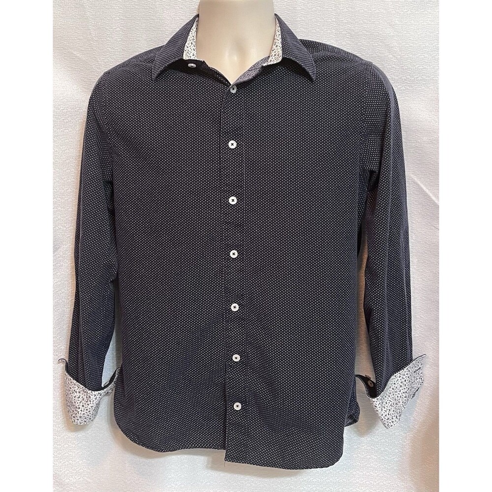 Nick Graham Modern Fit Dot Cuff Pattern Shirt Mens S Blue Perennial Millennial